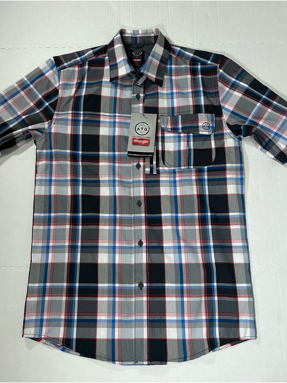 Wrangler Plaid Button-Down Shirt in Black, Gray, Blue